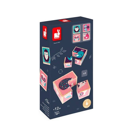 Klocki drewniane Puzzle 6w1 Zwierzątka, Janod