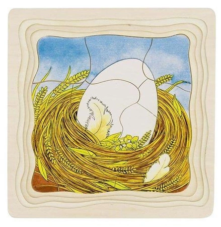 Od jajka do kurczaka - układanka drewniana na podstawce, 57521-goki, układanki dla dzieci
