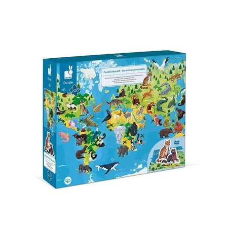 Puzzle edukacyjne z figurkami 3D Zagrożone gatunki 200 elementów 6+, Janod