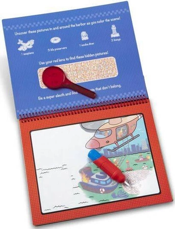 Wodna kolorowanka z lupą Water Wow Przygody Deluxe 40172-Melissa & Doug, książeczki wielokrotnego użytku