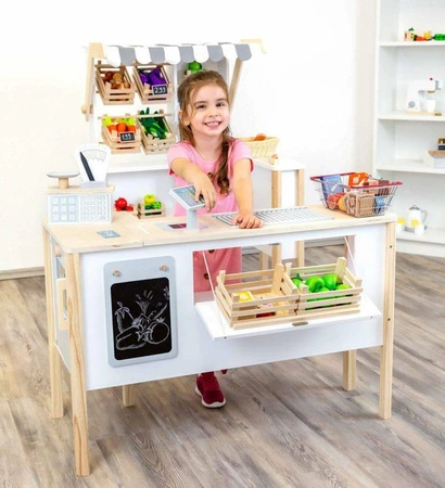 Drewniany sklep dla dzieci i kuchnia 2w1 Świeżość 11436-Small Foot, odgrywanie ról