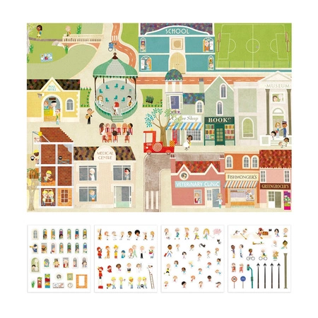 Plakaty z naklejkami 2 szt. Apli Kids - Miasto i Mapa Świata