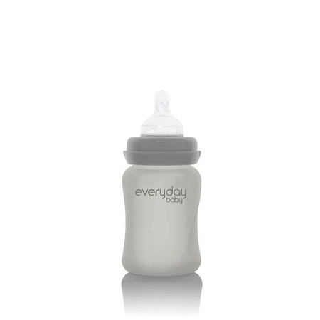 Szklana butelka ze smoczkiem S, 150 ml, szara, Everyday Baby