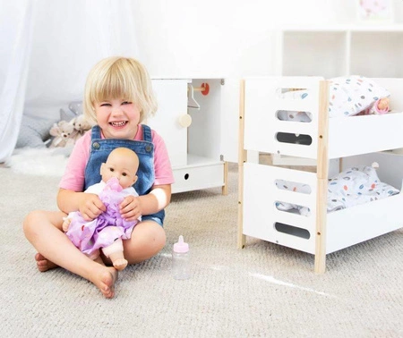Drewniane łóżko piętrowe dla lalek 2w1 Little Button 11811-Small Foot, zabawki dla dziewczynek