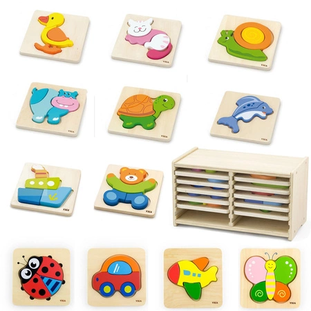 Viga Toys Puzzle drewniane 12 plansz