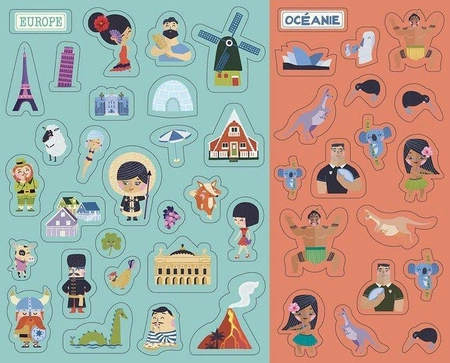 Auzou Mapa świata z naklejkami wielokrotnego użytku 4+ 74486