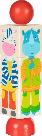 Obracane drewniane klocki Kolorowe zwierzaki 57427-Goki, układanki dla dzieci