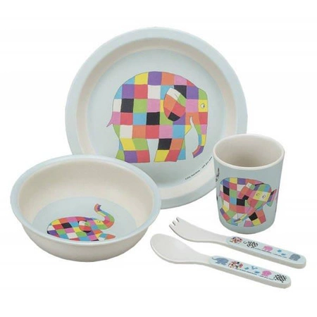 Zestaw naczyń i sztućców dla dziecka, 5 el., ELMER | Petit Jour Paris®