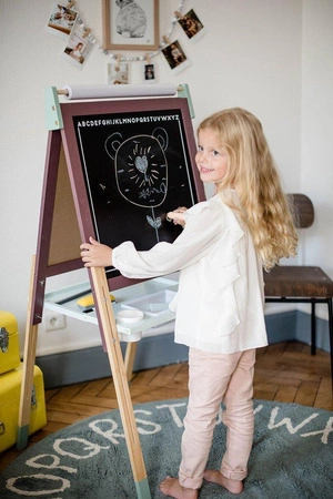 Duża drewniana tablica brązowa z 14 akcesoriami, Janod