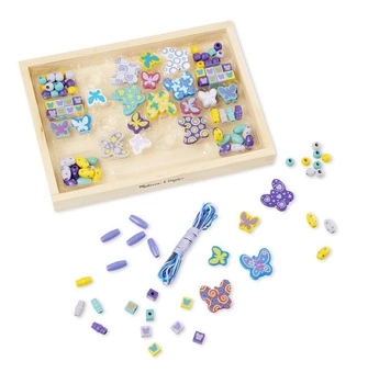 Drewniane koraliki do nawlekania Motylki 14179-Melissa & Doug, biżuteria dla dzieci