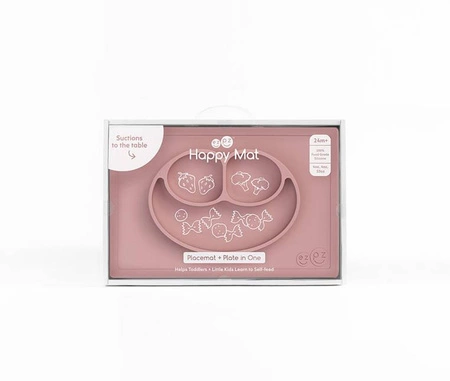EZPZ Silikonowy talerzyk z podkładką 2w1 Happy Mat pastelowy róż