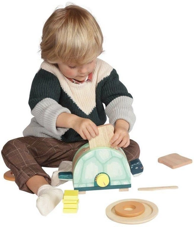 Toasty Turtle drewniany toster z akcesoriami 11 el 160830-Manhattan Toy, mała kuchnia dla dzieci