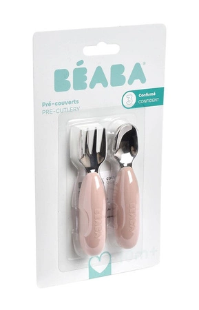 Beaba Zestaw pierwszych sztućców ze stali nierdzewnej Cotton candy