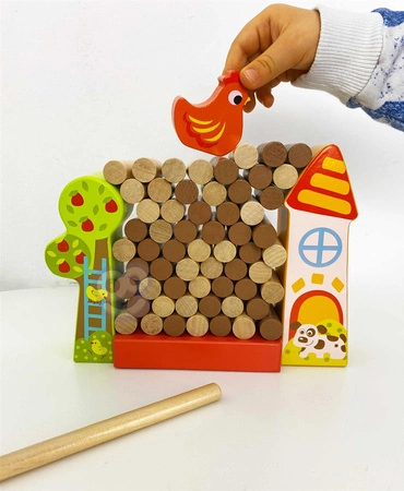 TOOKY TOY Gra Jenga Spadająca Kura Drewniana Farma