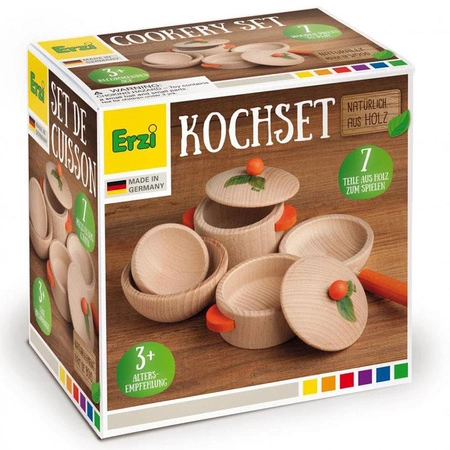 Zestaw do gotowania drewniane naczynia Natura 7 elementów Erzi 10659