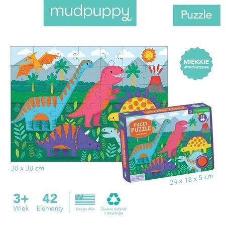 Mudpuppy Puzzle sensoryczne z miękkimi aplikacjami Dinozaury 42 elementy 3+
