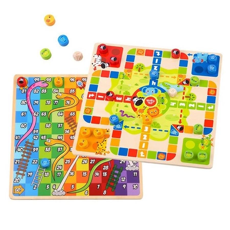 TOOKY TOY Gry Planszowe Logiczne 2w1 Ludo Chińczyk + Uwolnij Zwierzątka