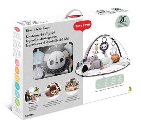 Gimnastyka/mata edukacyjna z pałąkami Decor czarno-biała