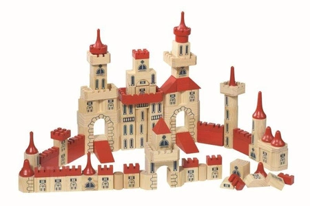 Klocki zamek, w drewnianej skrzynce, 150 el.