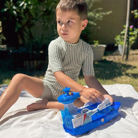 WOOPIE Łódź Policyjna Patrolowa Interaktywna - Skala 1:16 + Autka 3 szt.