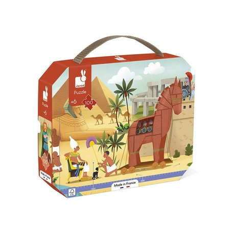 Janod Puzzle panoramiczne w walizce Antyk i mitologia 100 elementów 6+ Made in France