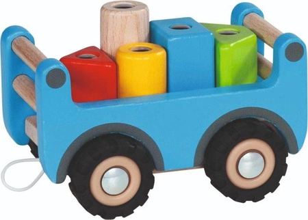 Drewniane auto Żuraw z przyczepą 55875-Goki, samochody dla dzieci