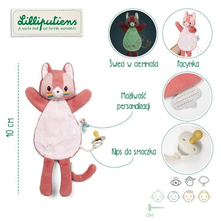 Lilliputiens Przytulanka komforter pacynka świecąca w ciemności Kotka Jeanne 0 m+