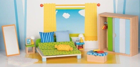 Wystrój wnętrz Sypialnia Uni 51538-Goki, drewniane mebelki dla lalek