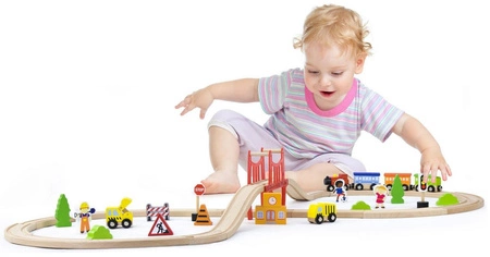 Drewniana Ogromna Stacja kolejowa 39 elementów Pociąg Kolejka Viga Toys
