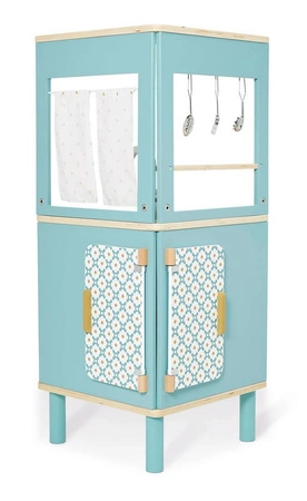 Trójstronna drewniana kuchnia narożna Trio z 5 akcesoriami 3+, Janod