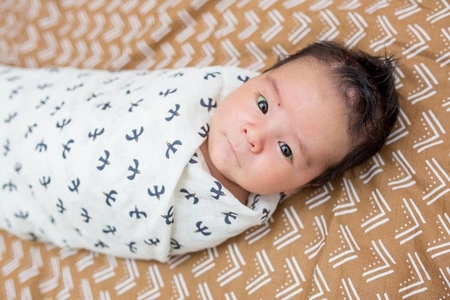 Lulujo Boho Kocyk Muślinowy Black Birds/Mudcloth 2szt.