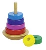 Układanka drewniana z kolorowych klocków na paliku, Mała wieża, 58925-Goki, zabawki edukacyjne