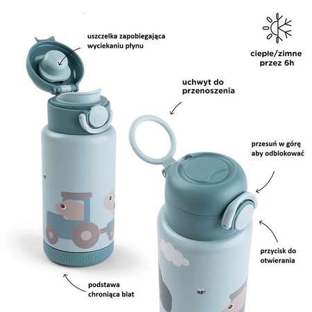 Done by Deer Butelka Termiczna 340ml Tiny Farm Blue