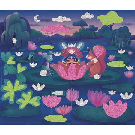 Janod Zestaw kreatywny Naklejki piankowe i fosforescencyjne piaski Wróżki Magic Fairies 6+