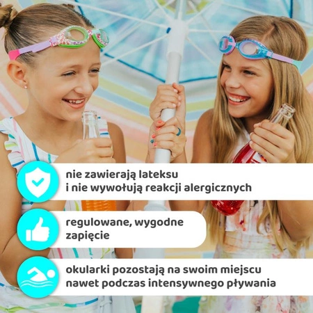 Okulary do pływania dla dzieci, Mini syrenka, fiolet, 3+, Aqua2ude