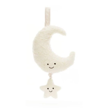 JelllyCat - Księżyc Perłowo-Biały z Gwiazdką i Pozytywką 28 cm