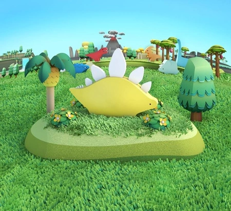 Halftoys Magnetyczny Składany Dinozaur Stegozaur z Makietą