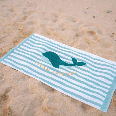 Little Dutch Ręcznik plażowy Seashells and Stripes Surf Blue