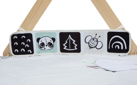 Gimnastyka/mata edukacyjna z drewnianym stojakiem - Décor czarno-biała