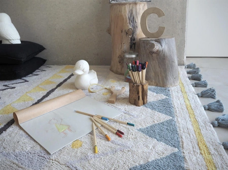 Lorena Canals Dywan bawełniany Azteca Natural Vintage Blue 140 x 200 cm