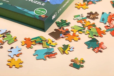 mierEdu Puzzle magnetyczne 2 w 1 - Dżungla ME183
