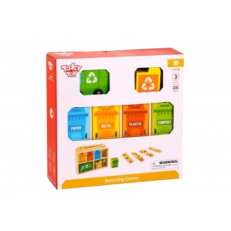 TOOKY TOY Drewniane Centrum Recyklingu Edukacyjny Sorter