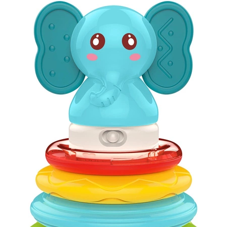 WOOPIE BABY Piramida Wieża Interaktywna Słonik z Obręczami Grzechotka