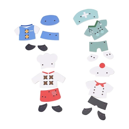 CLASSIC WORLD Drewniana Sznurowanka Przeplatanka Nawlekanka Ubierz Dziewczynkę+ Akcesoria 20 el.