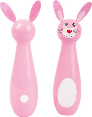 Wesołe Króliczki-gra w kręgle dla dzieci 11404-Small Foot, zręcznościowe gry dla dzieci