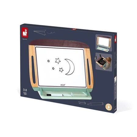 Drewniana tablica dwustronna 2 w 1 z akcesoriami, Janod