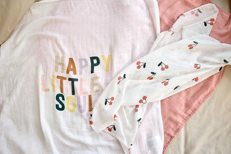 Lassig Bambusowy otulacz kocyk 80x80cm zestaw 3 szt. Happy Fruits Cherry