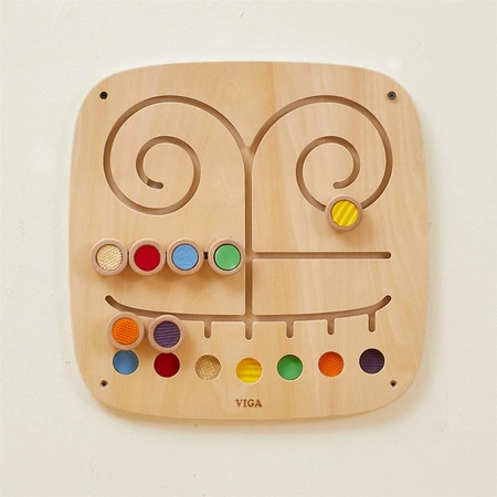 VIGA Drewniana Tablica Manipulacyjna Sensoryczna Labirynt Dotknij i Dopasuj