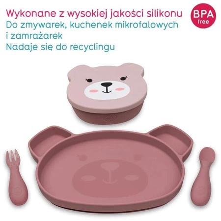 Tum Tum Zestaw Obiadowy dla Dzieci z Przyssawkami Pink Miś Betsy