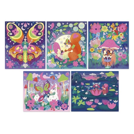 Janod Zestaw kreatywny Naklejki piankowe i fosforescencyjne piaski Wróżki Magic Fairies 6+